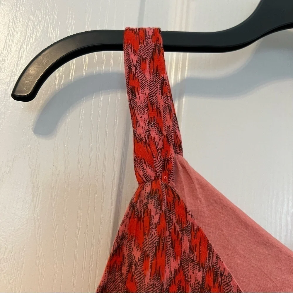Joie V-Neck Tiered Maxi Dress Sleeveless Tea Rose Red Floral Lined 100% Cotton S - Picture 4 of 12